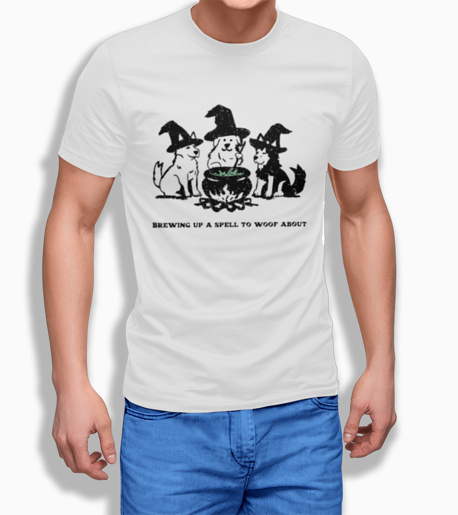 Brewing Up A Spell To Woof About Dog Witch Cauldron Trio T-Shirt