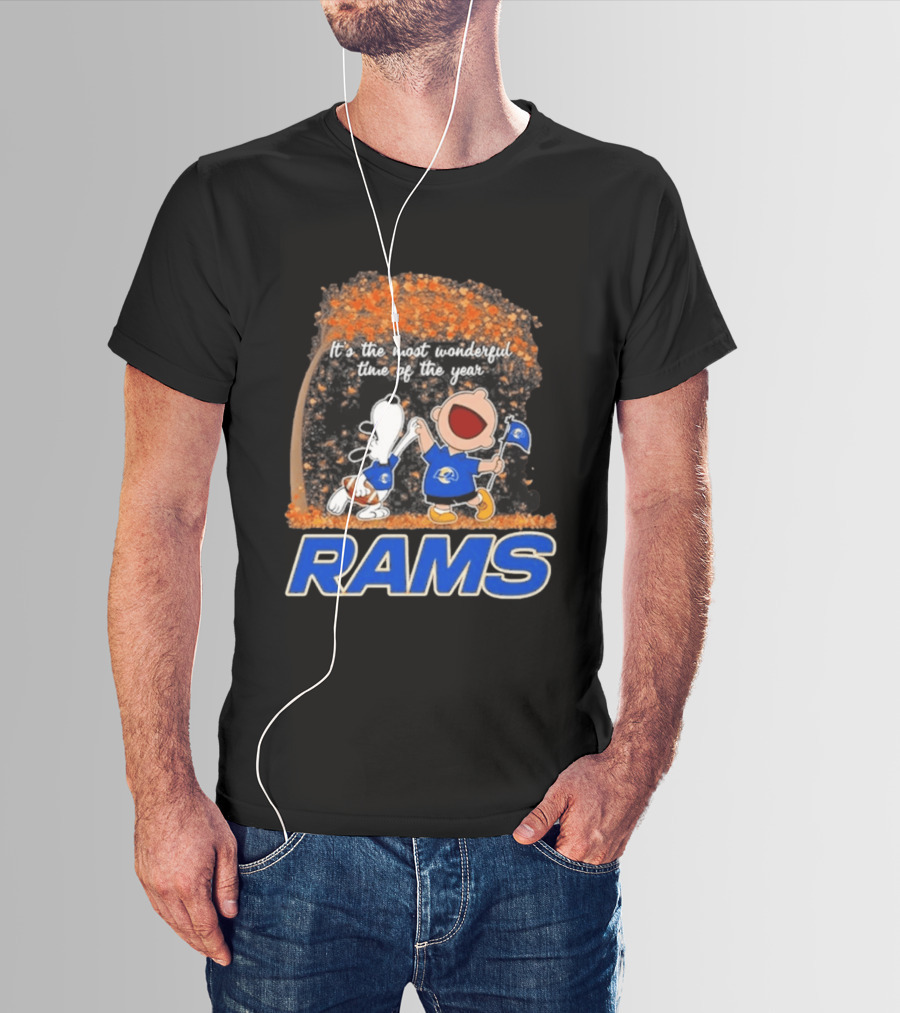 Los Angeles Rams Snoopy Charlie Brown It's The Most Wonderful Time Of The Year 2026 T-Shirt