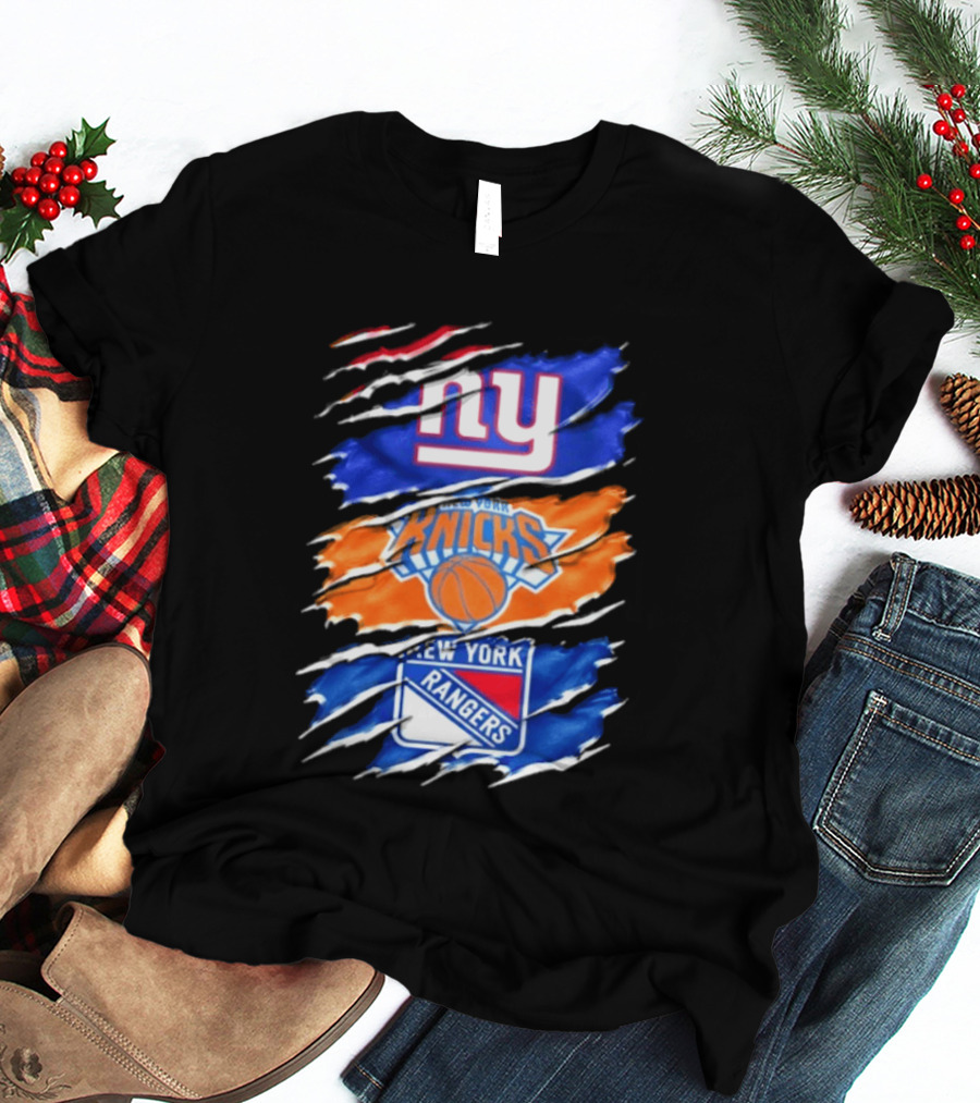 New York Giants Knicks Rangers Mashup Sports Fan Favorite T-Shirt