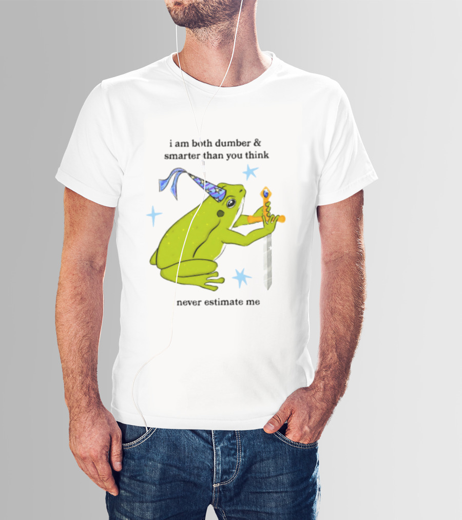 I Am Both Dumber And Smarter Than You Think Never Estimate Me Frog Sword Stars Party Hat T-Shirt