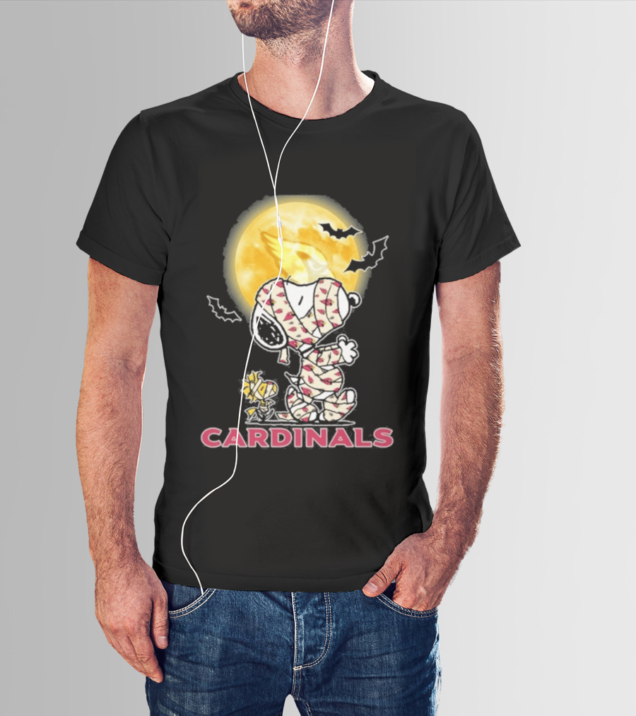 Arizona Cardinals Snoopy Woodstock Halloween Holiday 2026 Moon Bats T-Shirt
