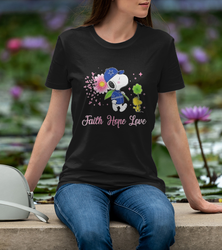 Dallas Cowboys Snoopy 2026 Breast Cancer Awareness Faith Hope Love T-Shirt