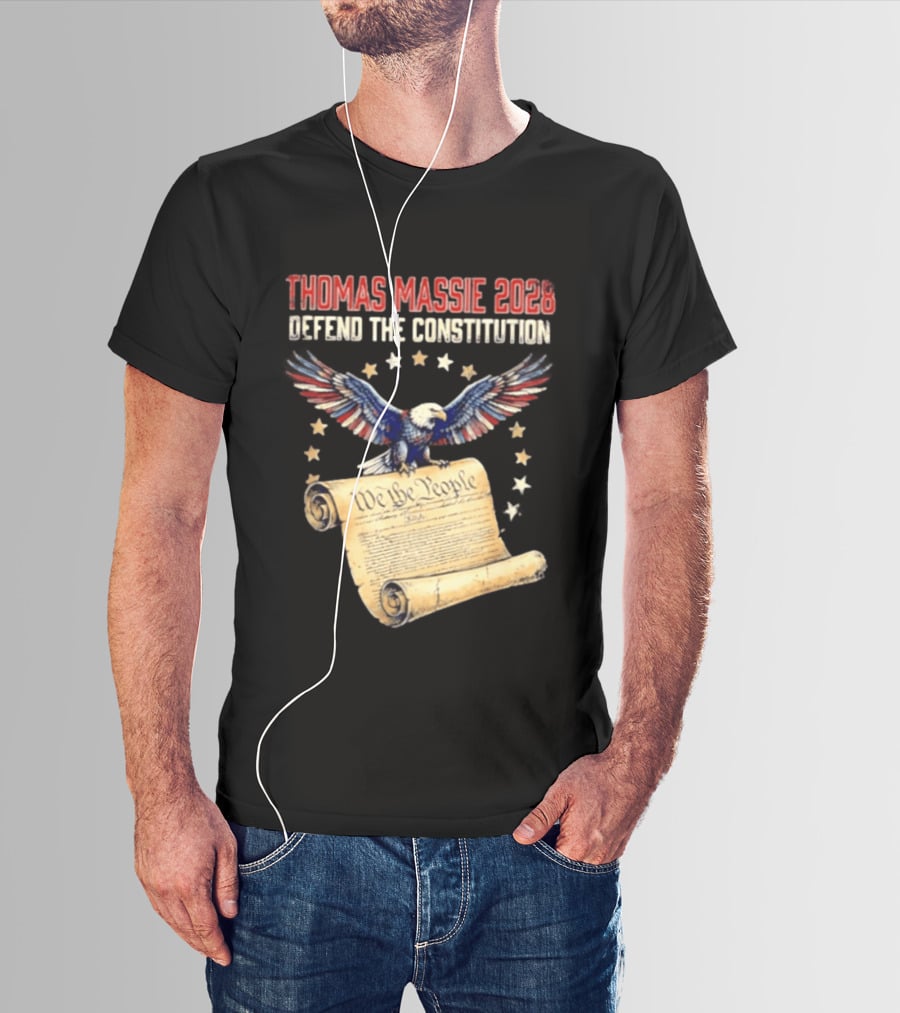 Thomas Massie 2028 Defend The Constitution We The People Bald Eagle Stars Patriotic Election Movement T-Shirt
