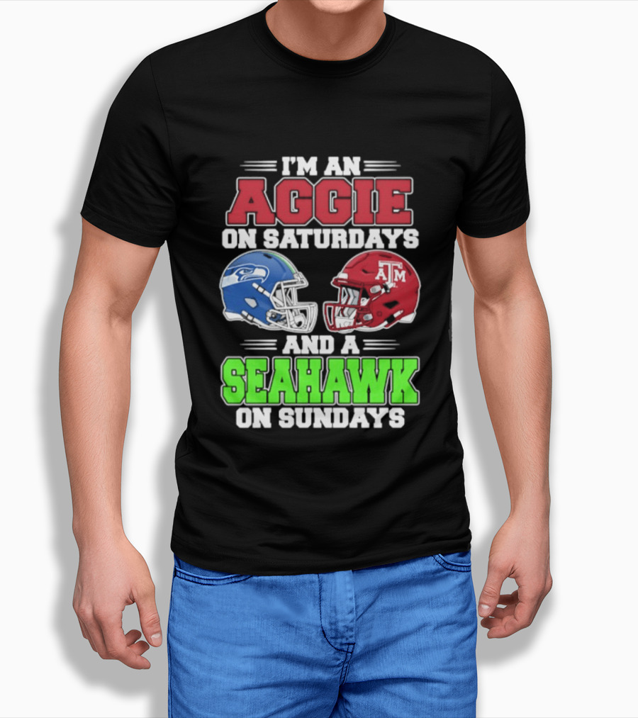 I'm An Aggie On Saturdays And A Seahawk On Sundays Football Helmets T-Shirt
