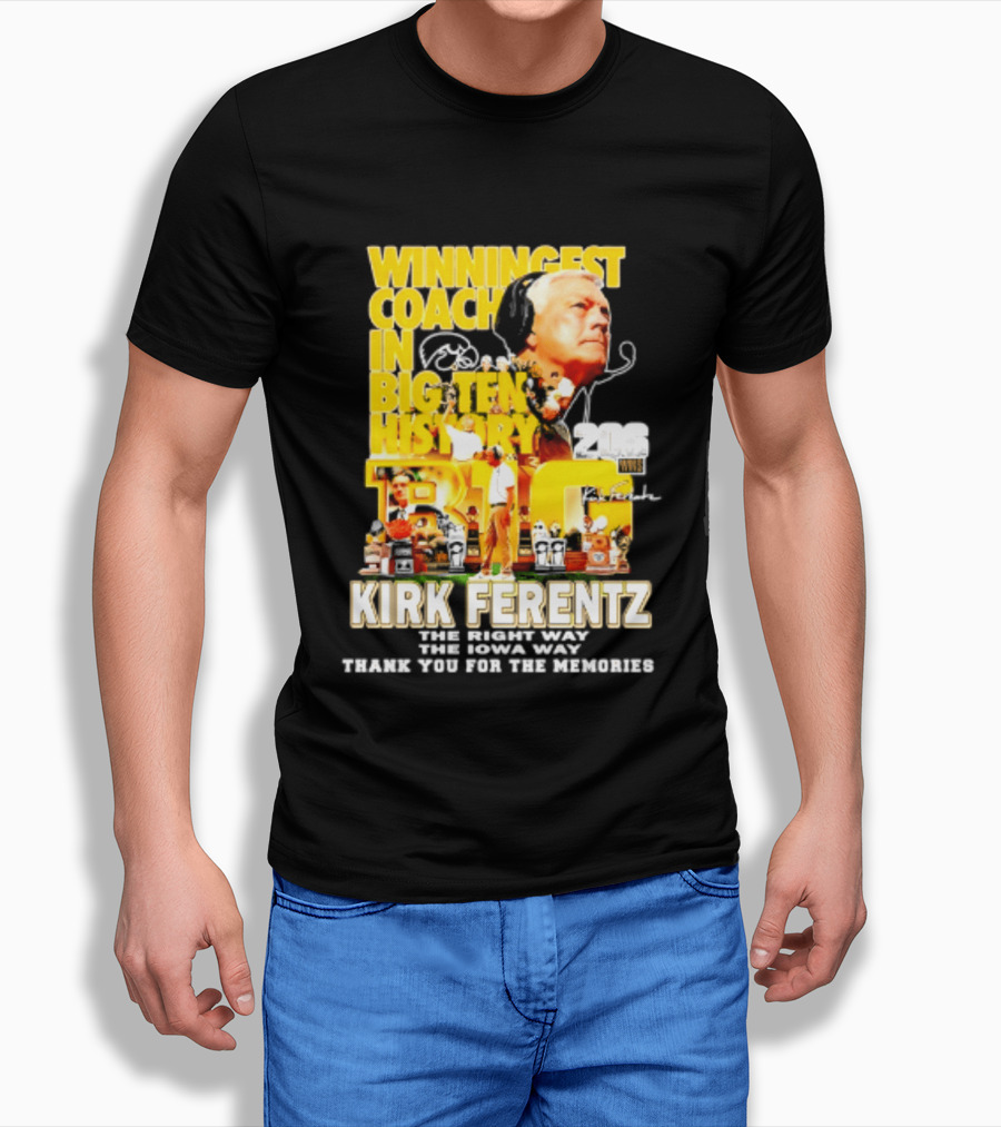 Kirk Ferentz Winningest Coach Big Ten History Iowa Hawkeyes Memories T-Shirt