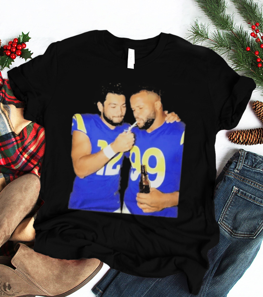 Los Angeles Rams Puka Nacua Aaron Donald Smoking Drinking NFL Football Team Players T-Shirt