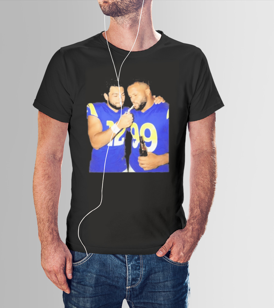 Los Angeles Rams Puka Nacua Aaron Donald Smoking Drinking NFL Football Team Players T-Shirt