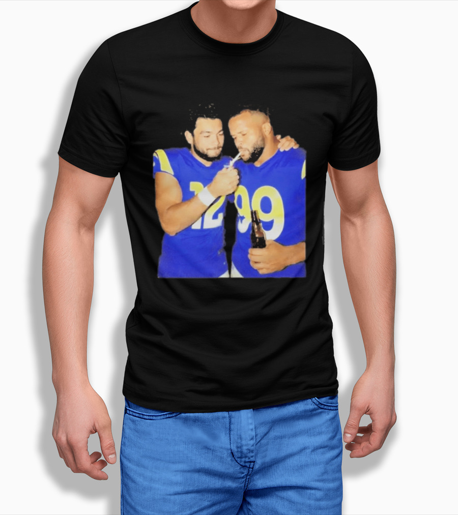 Los Angeles Rams Puka Nacua Aaron Donald Smoking Drinking NFL Football Team Players T-Shirt