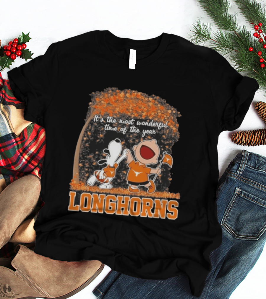 Texas Longhorns Snoopy Charlie Brown Most Wonderful Time Of The Year T-Shirt