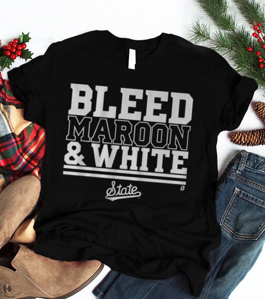 Mississippi State Bleed Maroon And White State T-Shirt