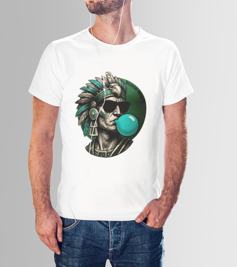 Aztec Warrior With Sunglasses Chewing Bubble Gum Badass Mexicans T-Shirt