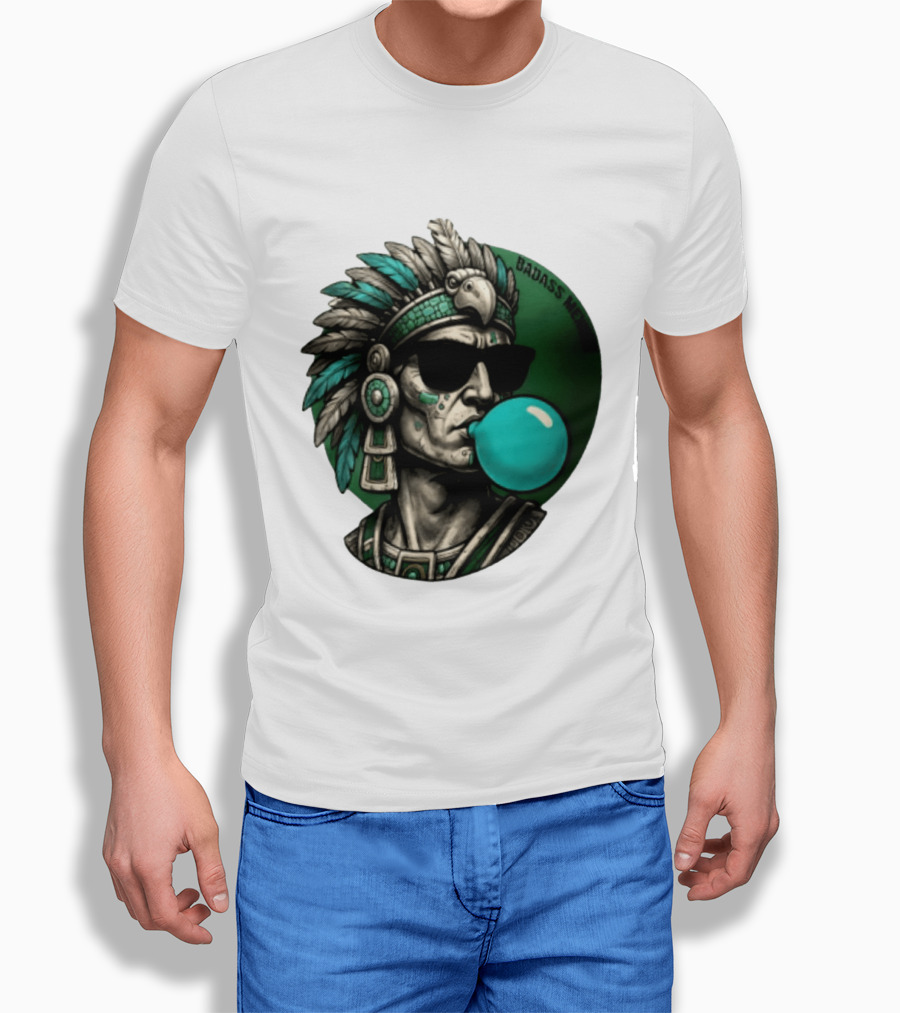 Aztec Warrior With Sunglasses Chewing Bubble Gum Badass Mexicans T-Shirt