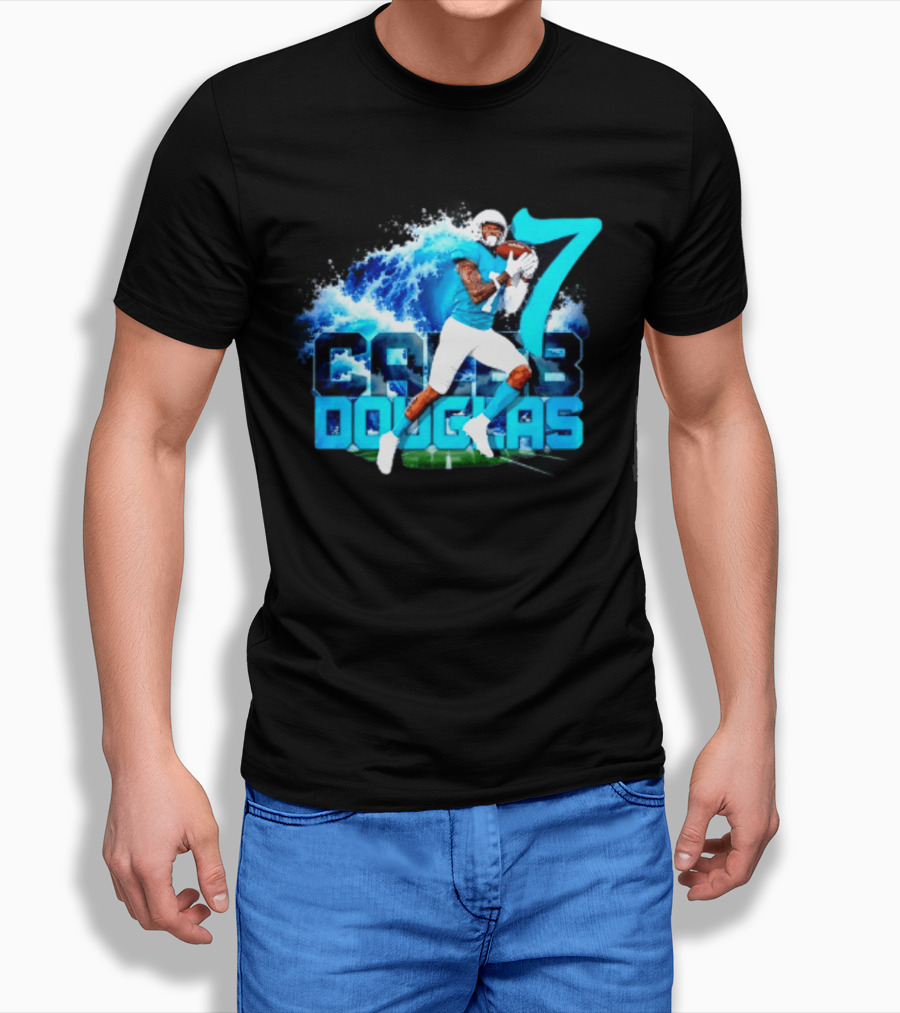 Caleb Douglas Miami Dolphins Tidal Wave Football Player Number 7 T-Shirt