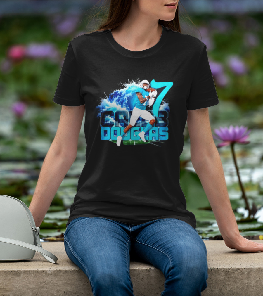 Caleb Douglas Miami Dolphins Tidal Wave Football Player Number 7 T-Shirt