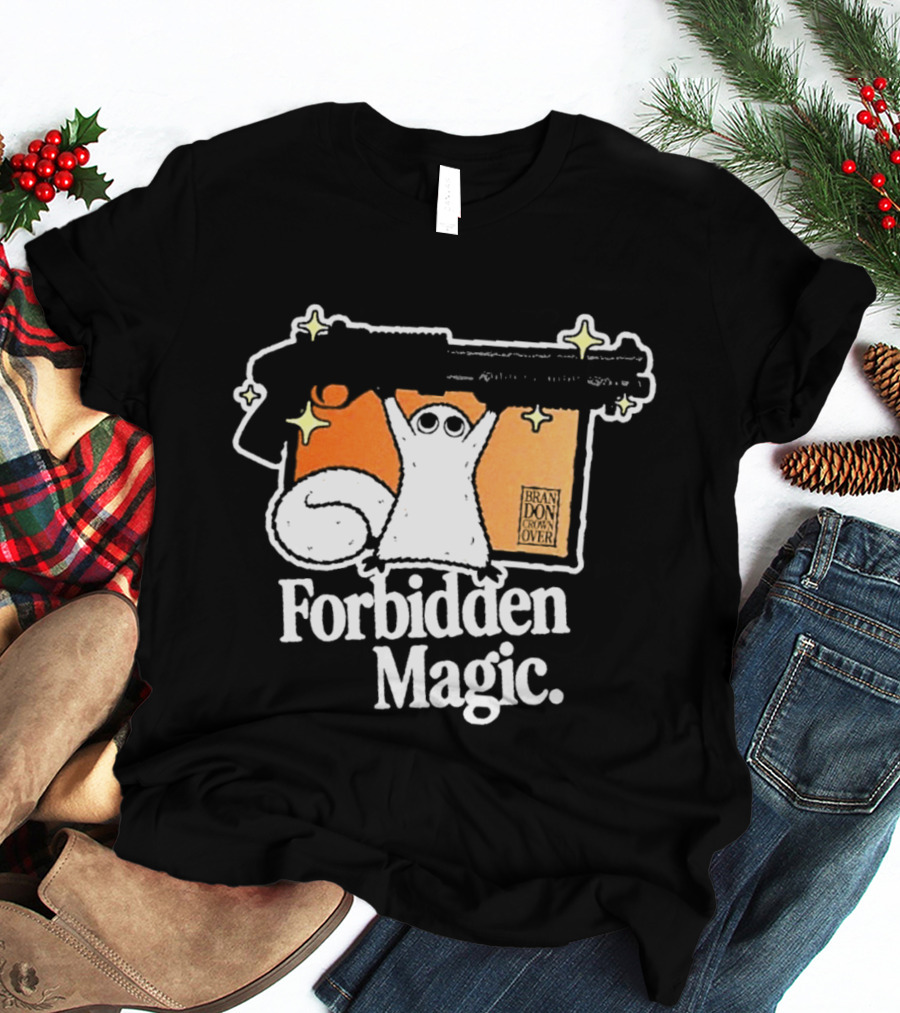 Forbidden Magic Ghost With Shotgun And Sparkles T-Shirt