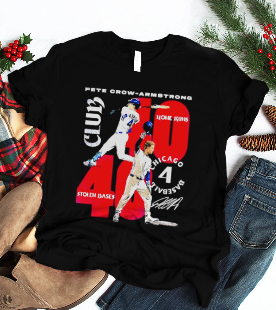 Pete Crow Armstrong Chicago Cubs 40 Home Runs 40 Stolen Bases Club Grunge T-Shirt