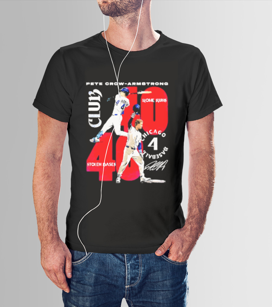Pete Crow Armstrong Chicago Cubs 40 Home Runs 40 Stolen Bases Club Grunge T-Shirt