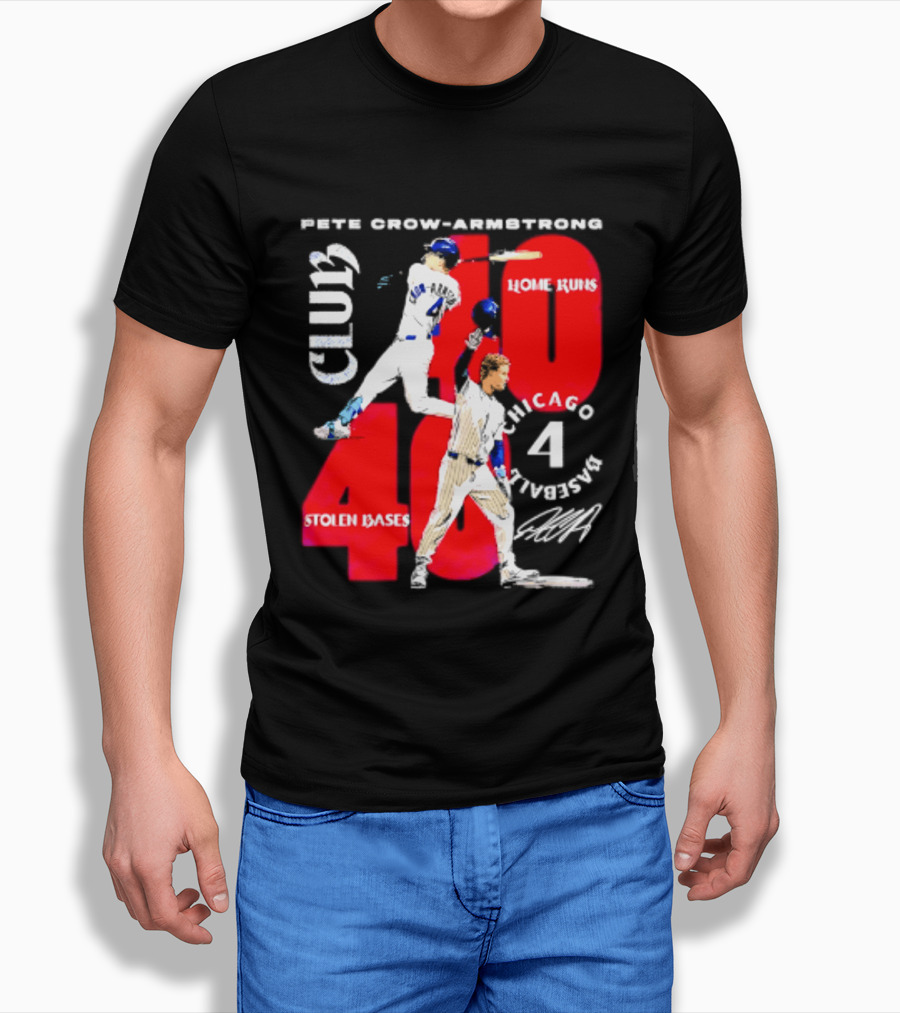 Pete Crow Armstrong Chicago Cubs 40 Home Runs 40 Stolen Bases Club Grunge T-Shirt