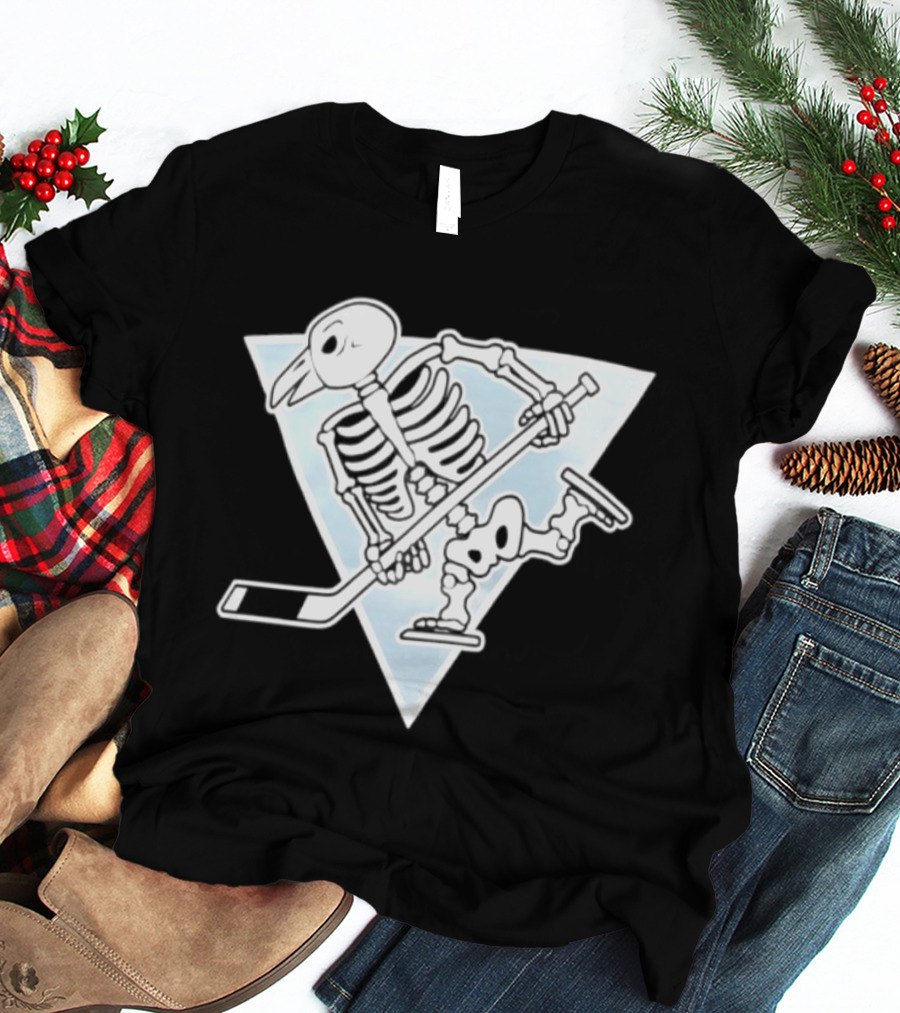 Pittsburgh Penguins Skeleton Bird Hockey Triangle T-Shirt