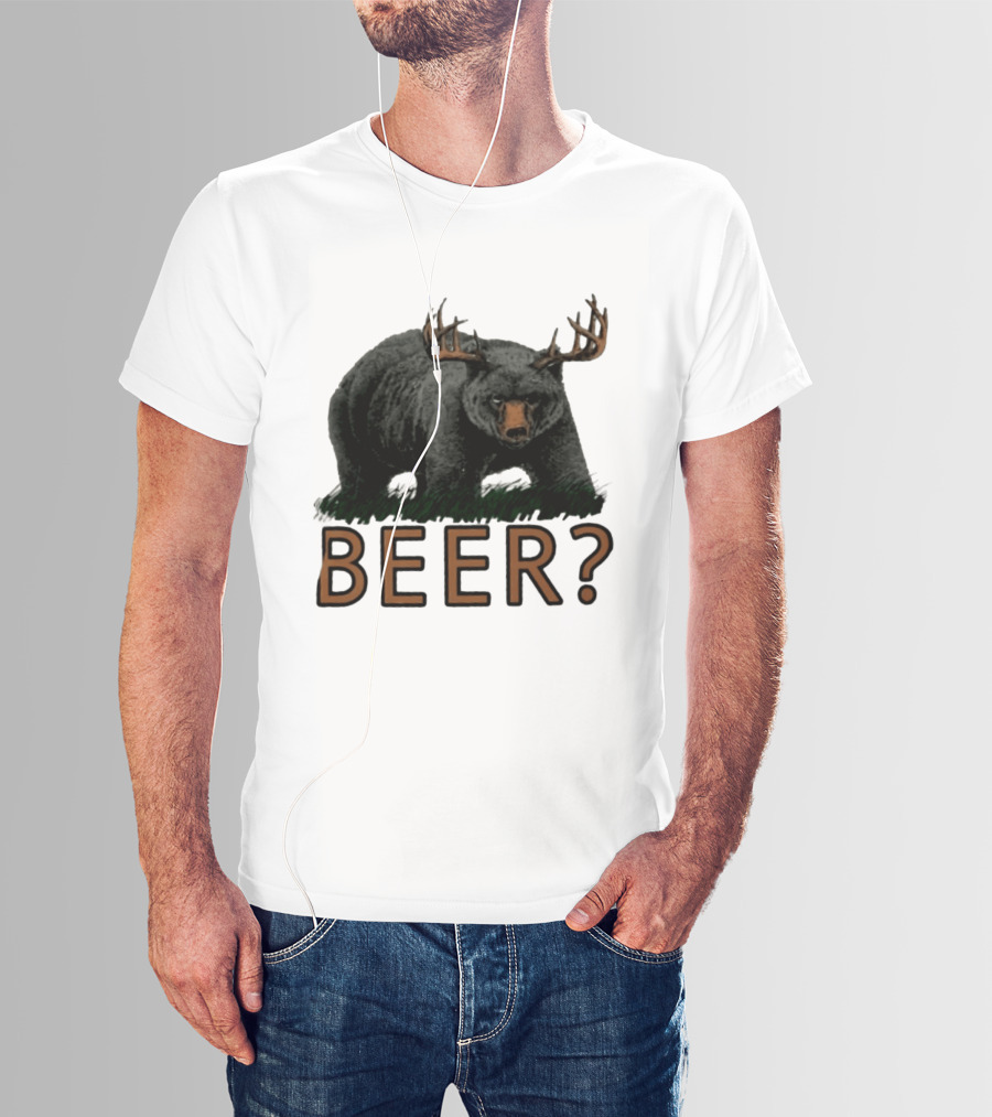Bear With Antlers Beer T-Shirt