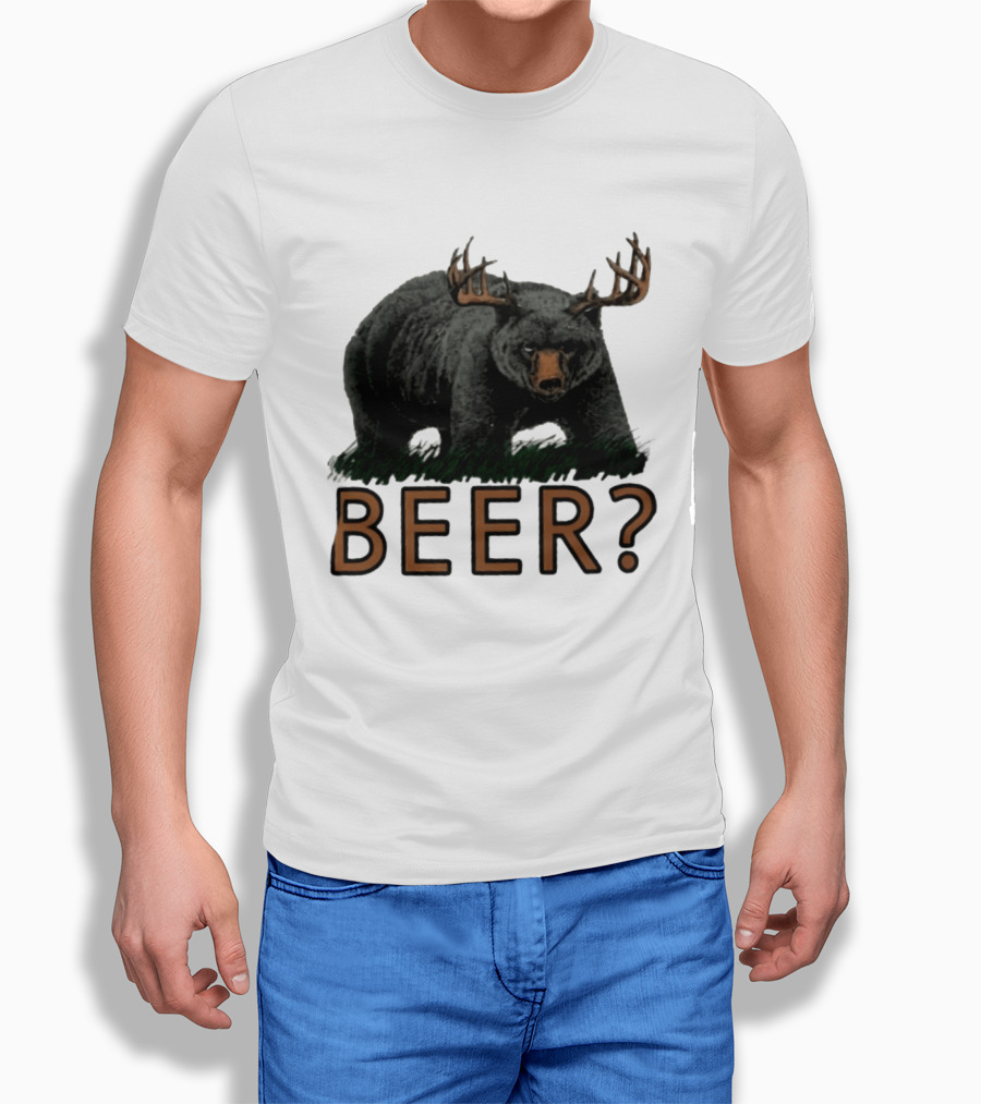 Bear With Antlers Beer T-Shirt