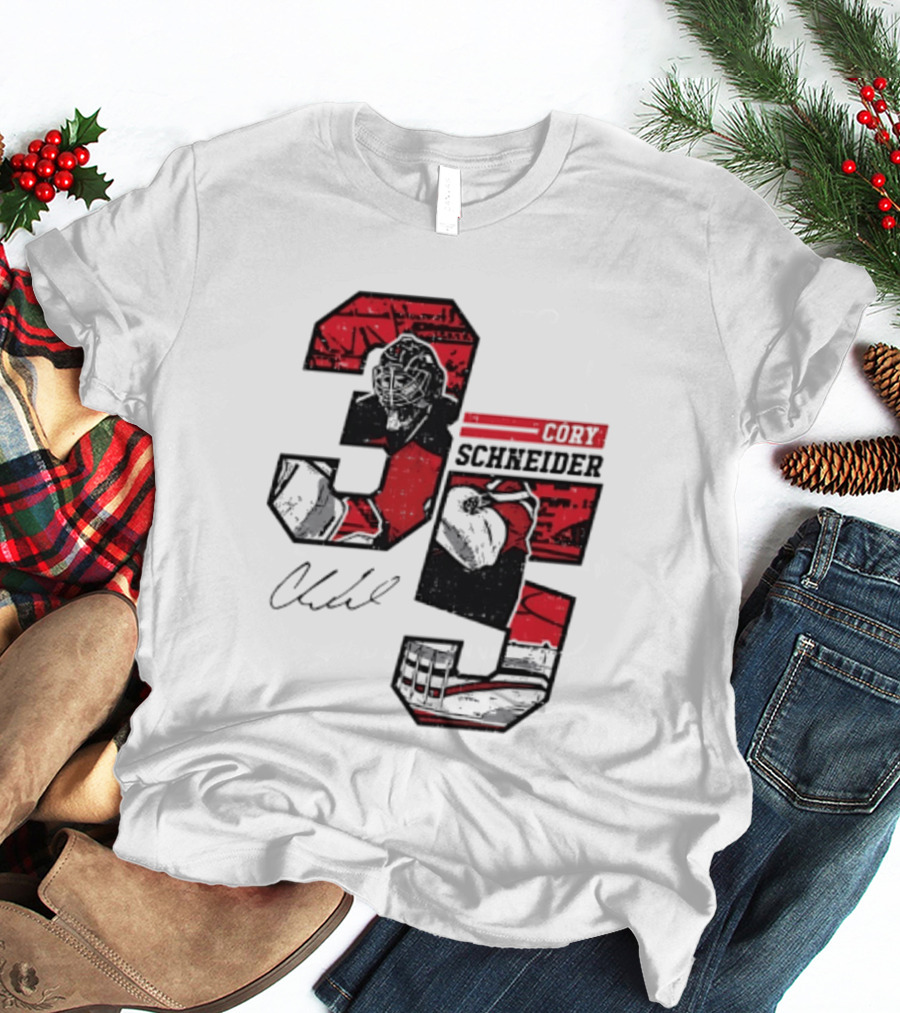 Cory Schneider New Jersey Devils 35 Signature Offset T-Shirt