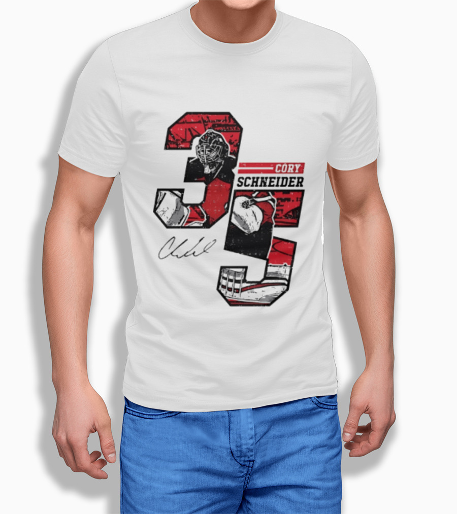 Cory Schneider New Jersey Devils 35 Signature Offset T-Shirt