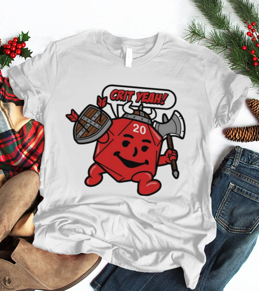 Crit Yeah D20 Viking Dice With Axe And Shield T-Shirt