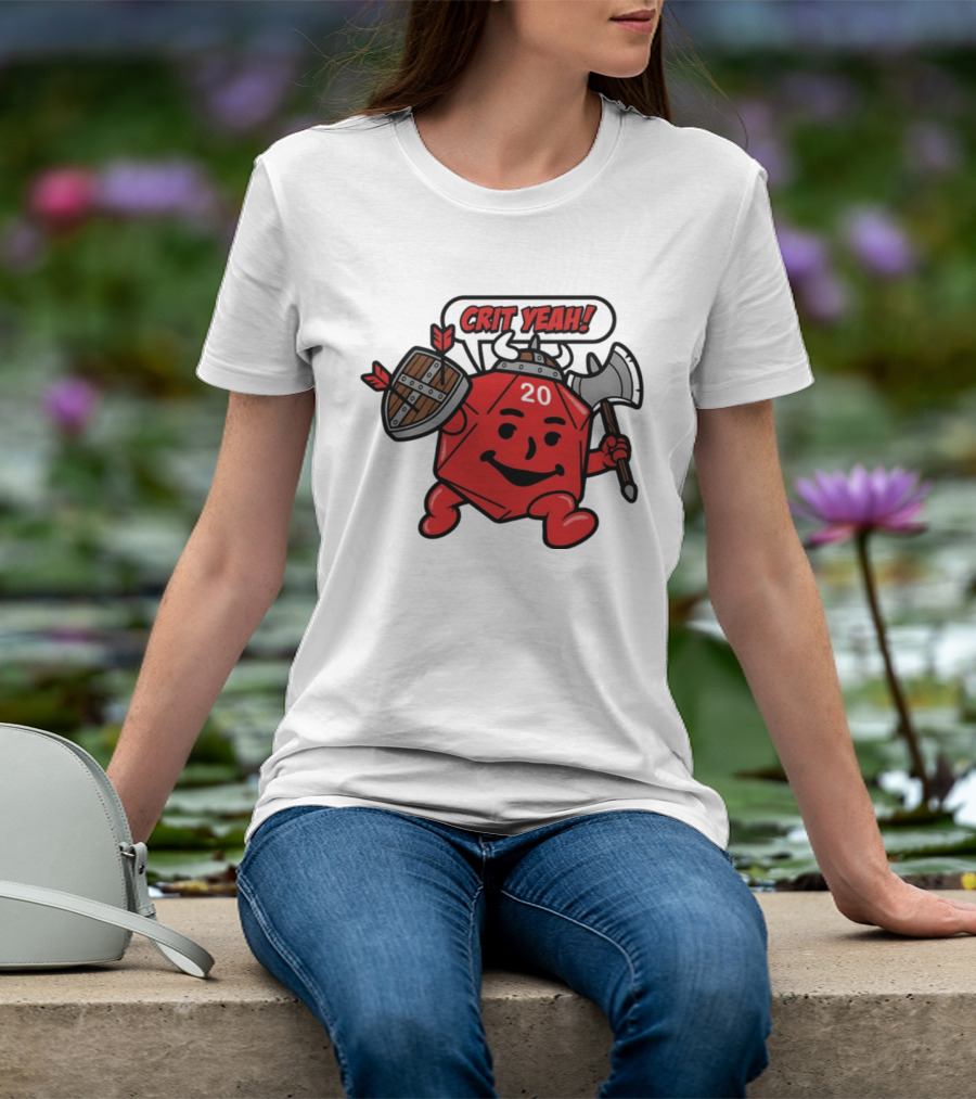 Crit Yeah D20 Viking Dice With Axe And Shield T-Shirt