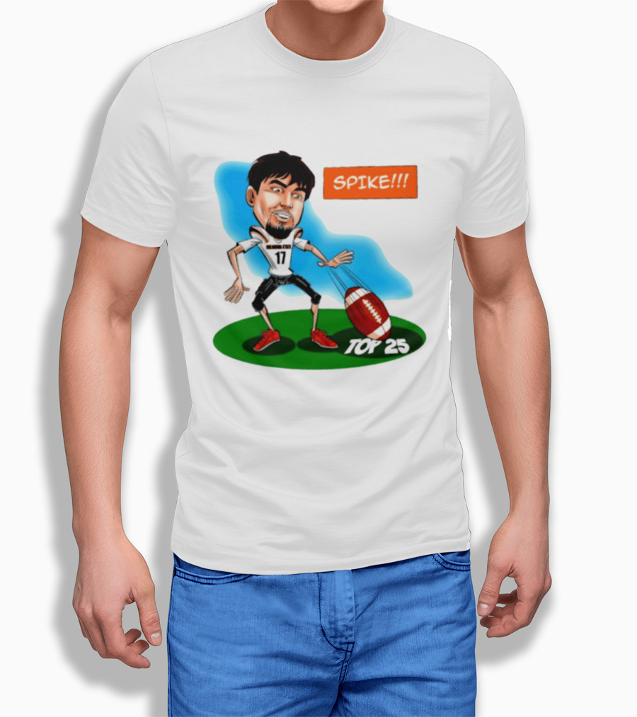 Drew Mestemaker Oklahoma State Football Spike Top 25 Player Caricature T-Shirt