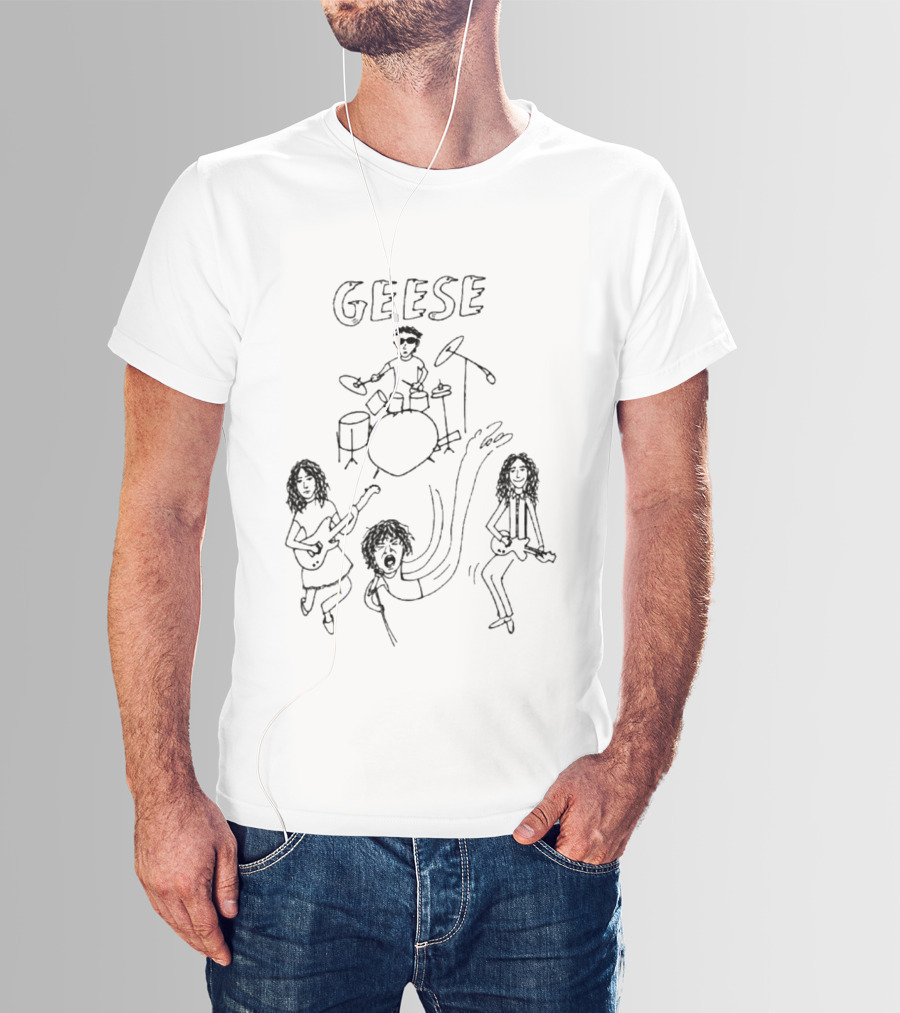 Geese Band Getting Killed Again Fall 2026 North American Tour Monochrome Doodle T-Shirt