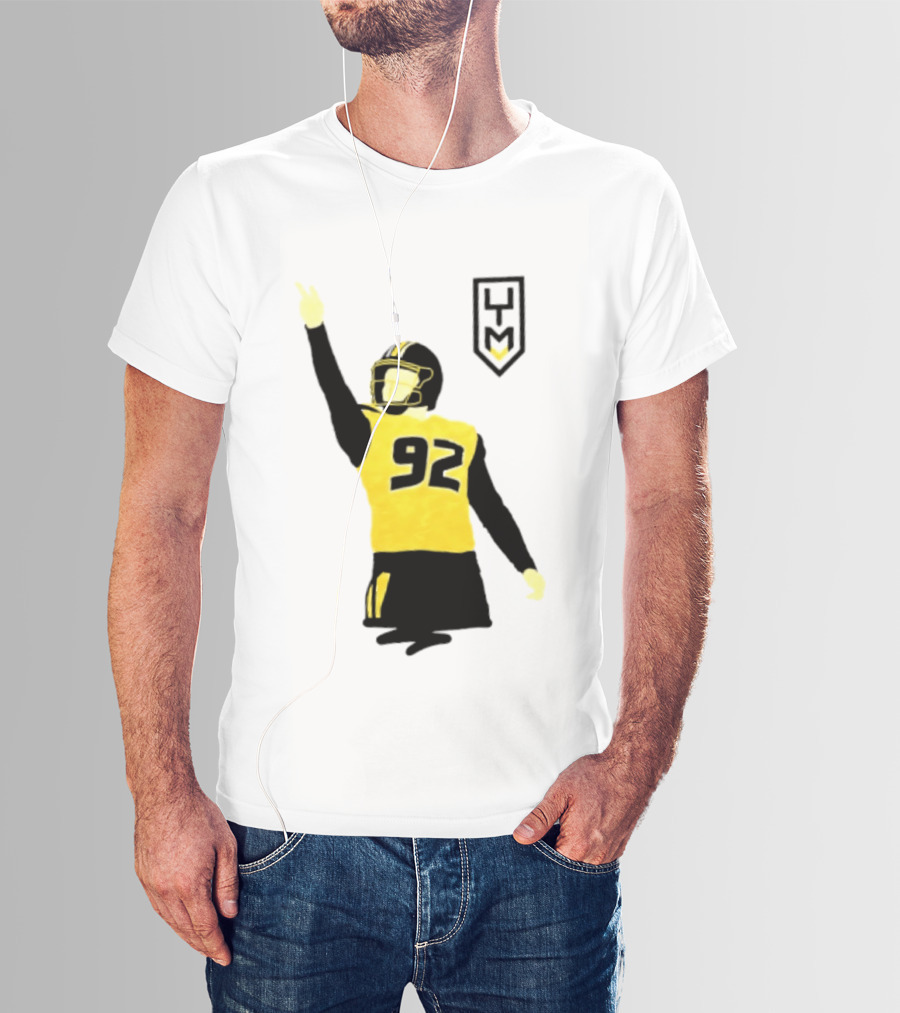 Harrison Mevis 92 Los Angeles Rams The Thiccer Kicker Football Player Quarterback Iconic Celebratory Pose T-Shirt