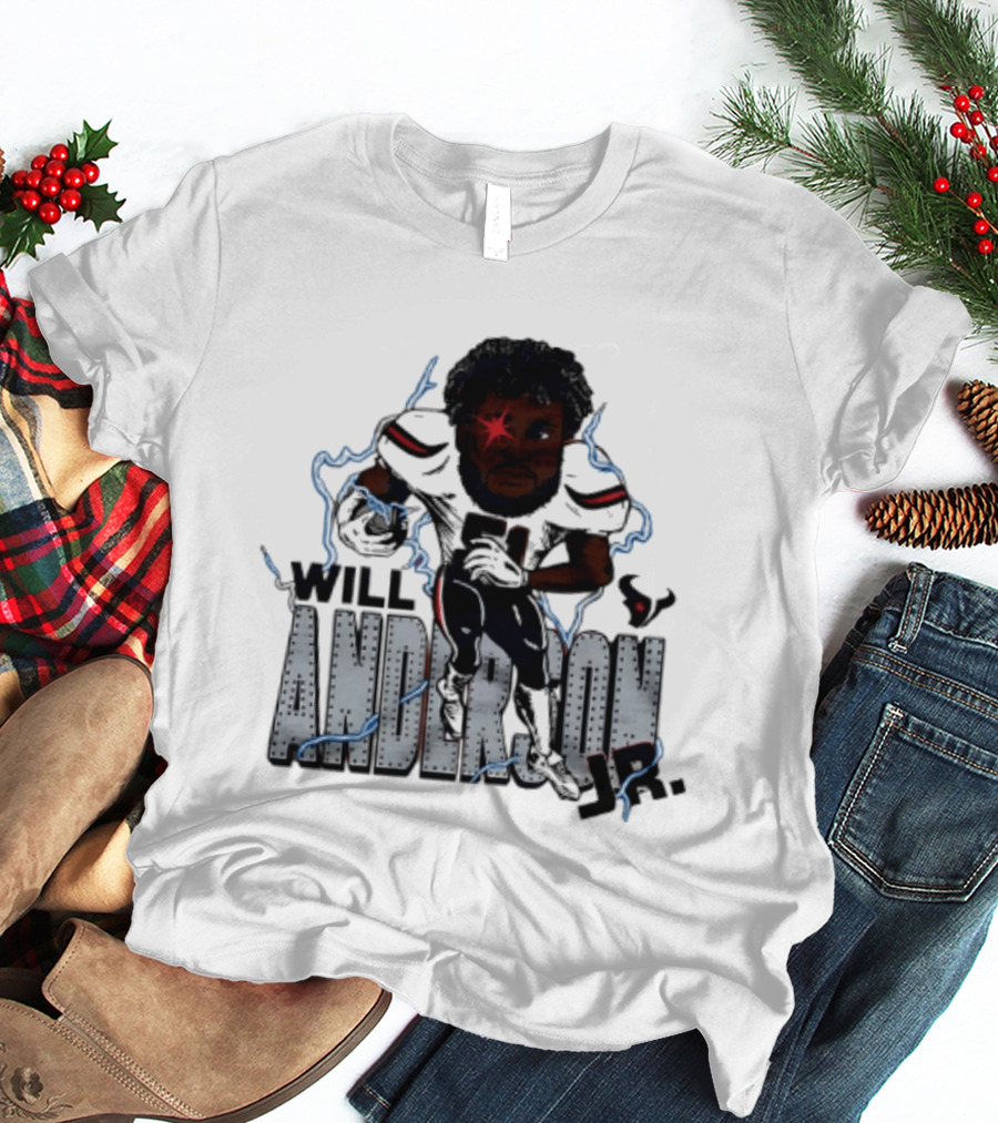 Houston Texans Will Anderson Jr Lightning Caricature Player T-Shirt