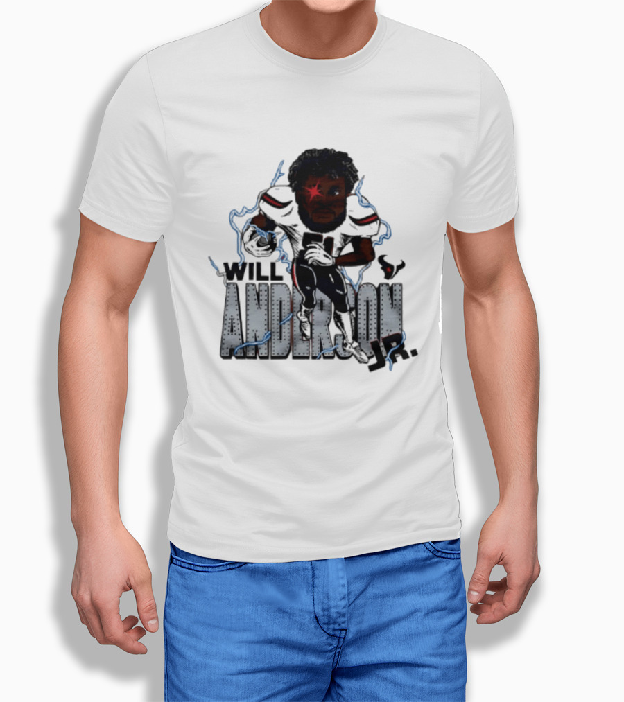 Houston Texans Will Anderson Jr Lightning Caricature Player T-Shirt
