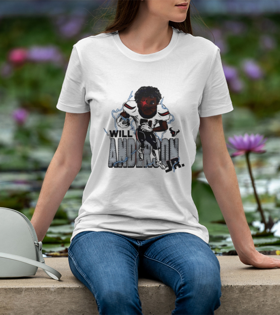 Houston Texans Will Anderson Jr Lightning Caricature Player T-Shirt