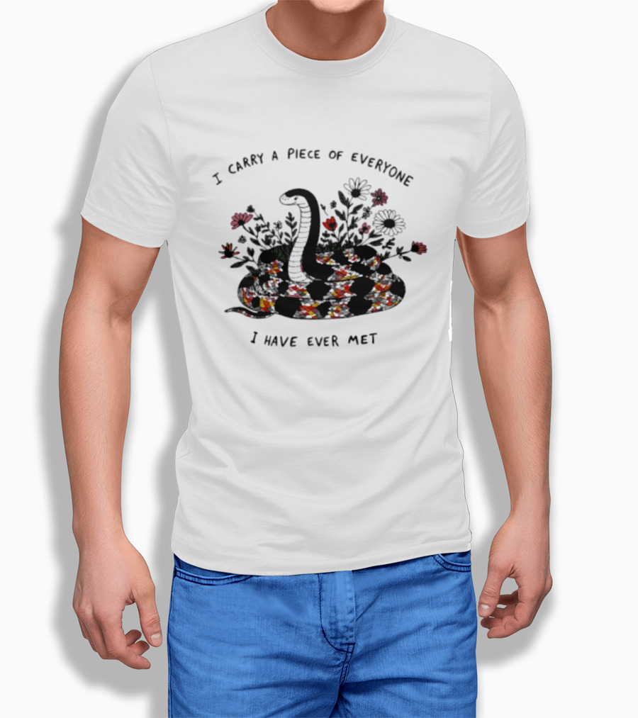 I Carry A Piece Of Everyone I Have Ever Met Snake Floral Blossoms T-Shirt
