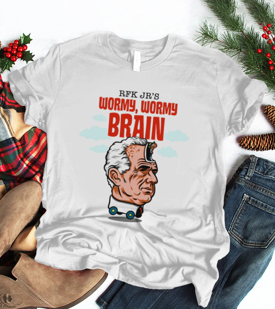 RFK Jr's Wormy Wormy Brain Robert F Kennedy Jr Clouds Cartoon T-Shirt