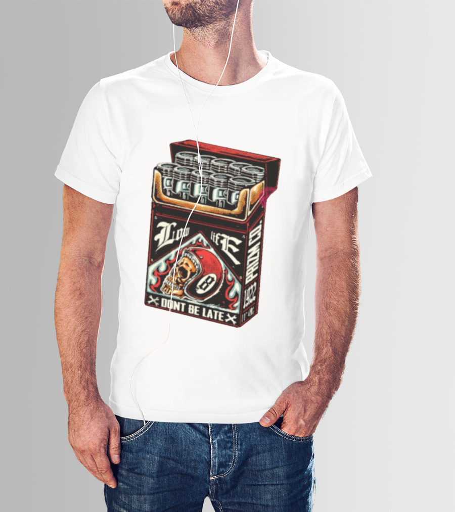 Low Life Prizm Co Don't Be Late Skull Helmet Pistons Pack T-Shirt