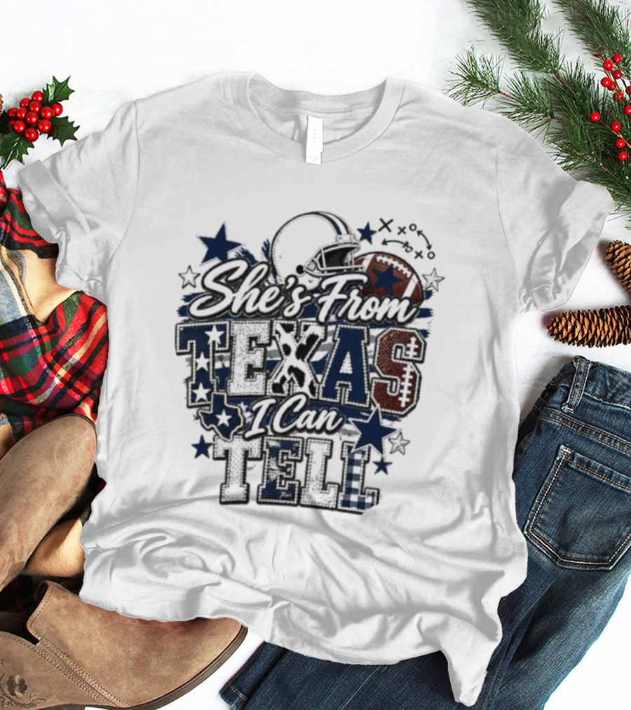 She's From Texas I Can Tell Football Stars Helmets T-Shirt