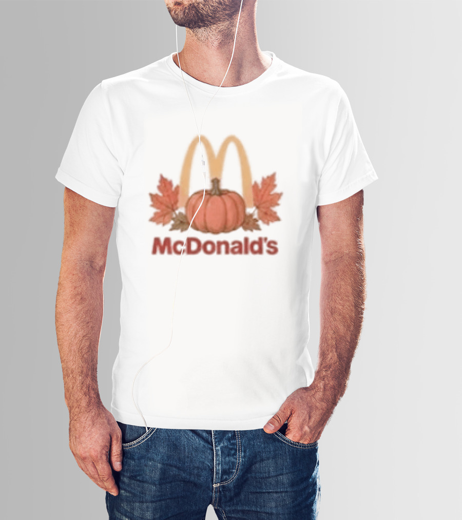 McDonald's Autumn Pumpkin Leaves Thankful Blessed Lovin It T-Shirt