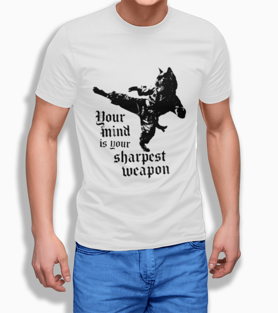Your Mind Is Your Sharpest Weapon Karate Cat T-Shirt