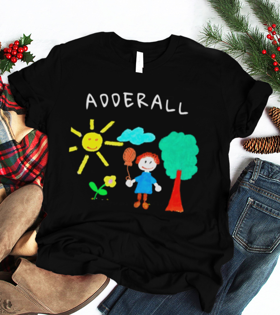 Childhood ADHD Awareness Adderall Child Drawing With Sun And Tree T-Shirt