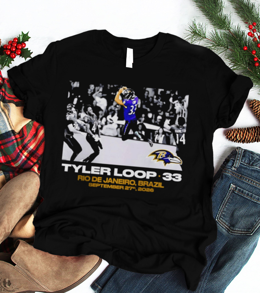 Baltimore Ravens Tyler Loop 33 Rio De Janeiro Brazil September 25 2023 T-Shirt