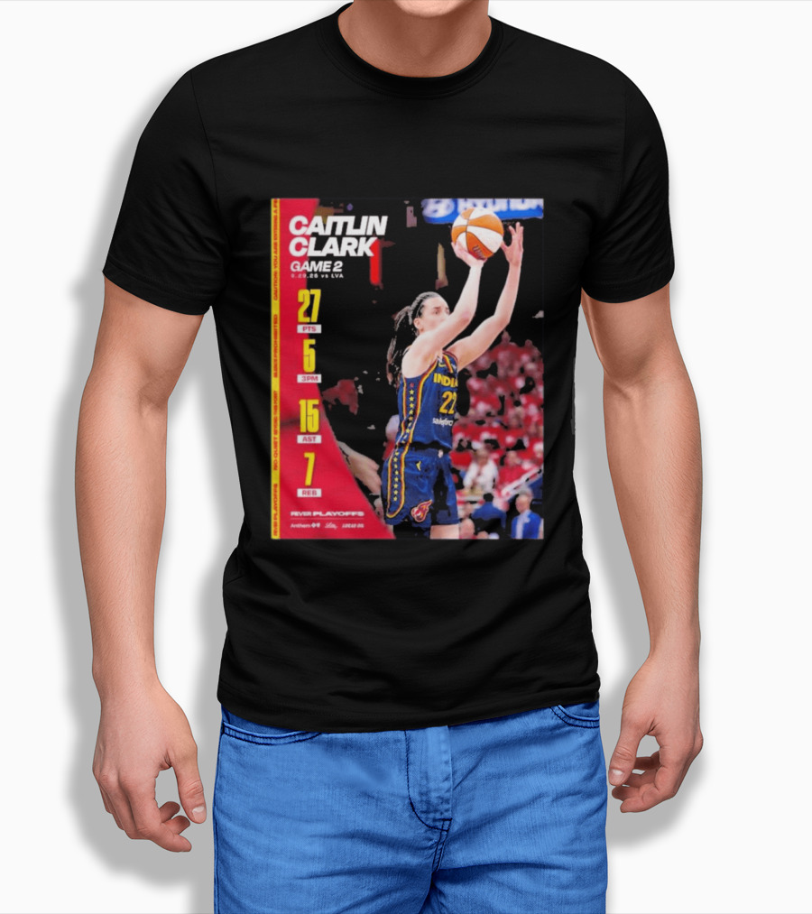 Caitlin Clark Game 2 Stats 9.02.26 Vs LVA 27 PTS 5 3PM 15 AST 7 REB T-Shirt