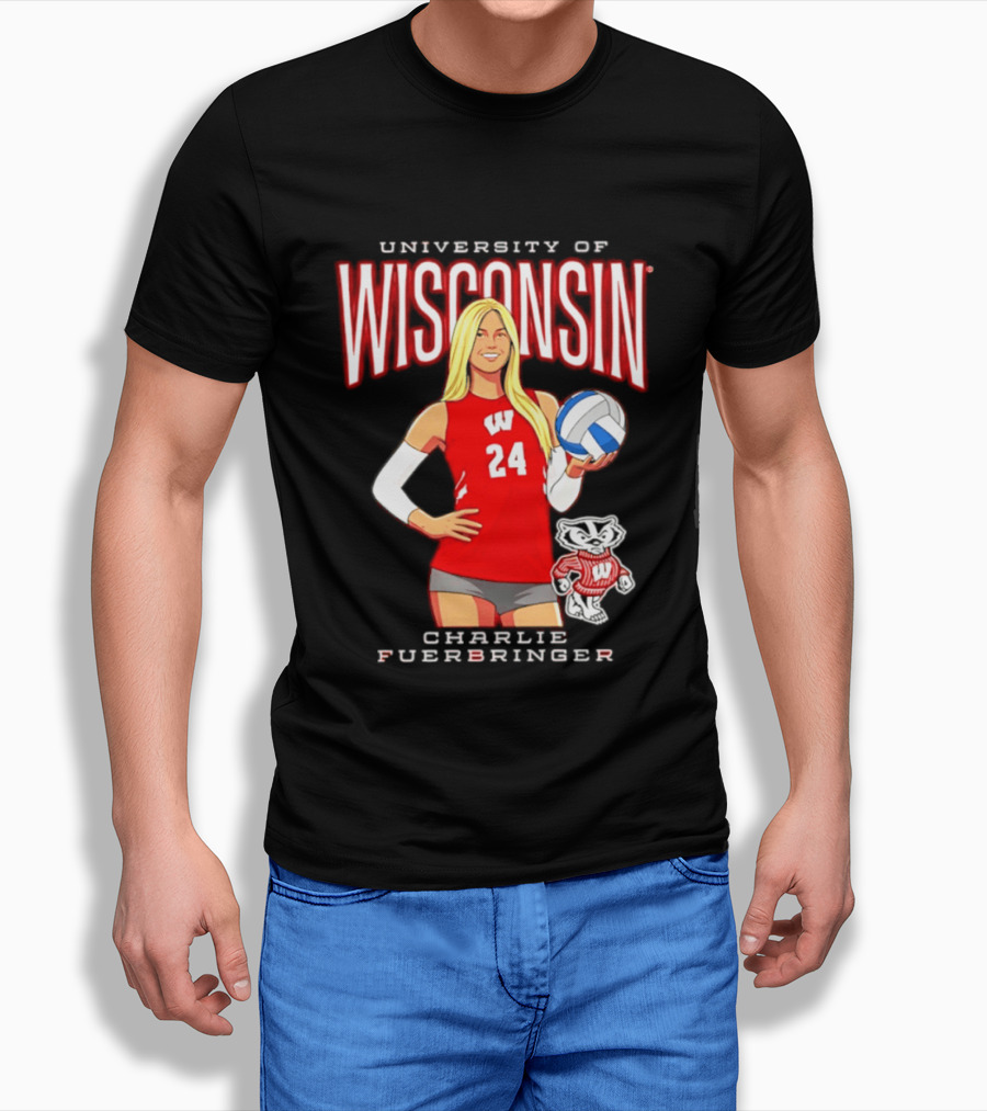University Of Wisconsin Charlie Fuerbringer Volleyball Wisconsin T-Shirt