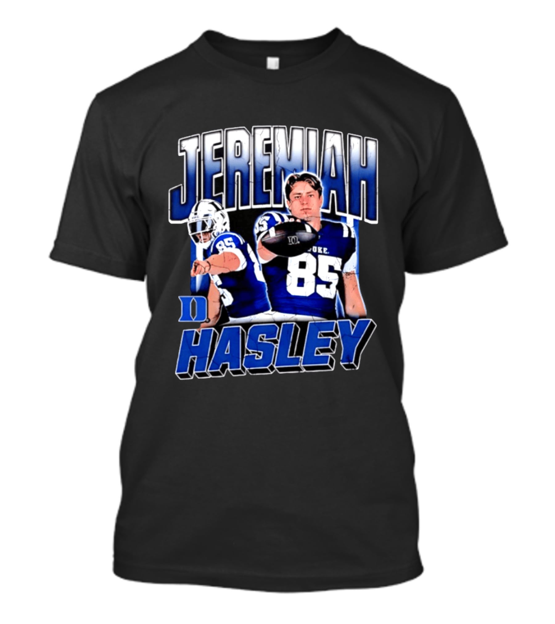 Jeremiah Hasley Duke Blue Devils Football 85 Player 90s Bootleg T-Shirt