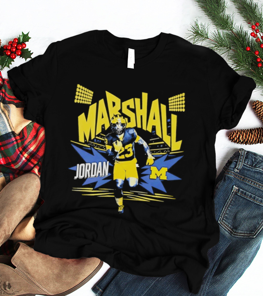 Jordan Marshall Michigan Wolverines Comic Book Style Michigan Wolverines T-Shirt