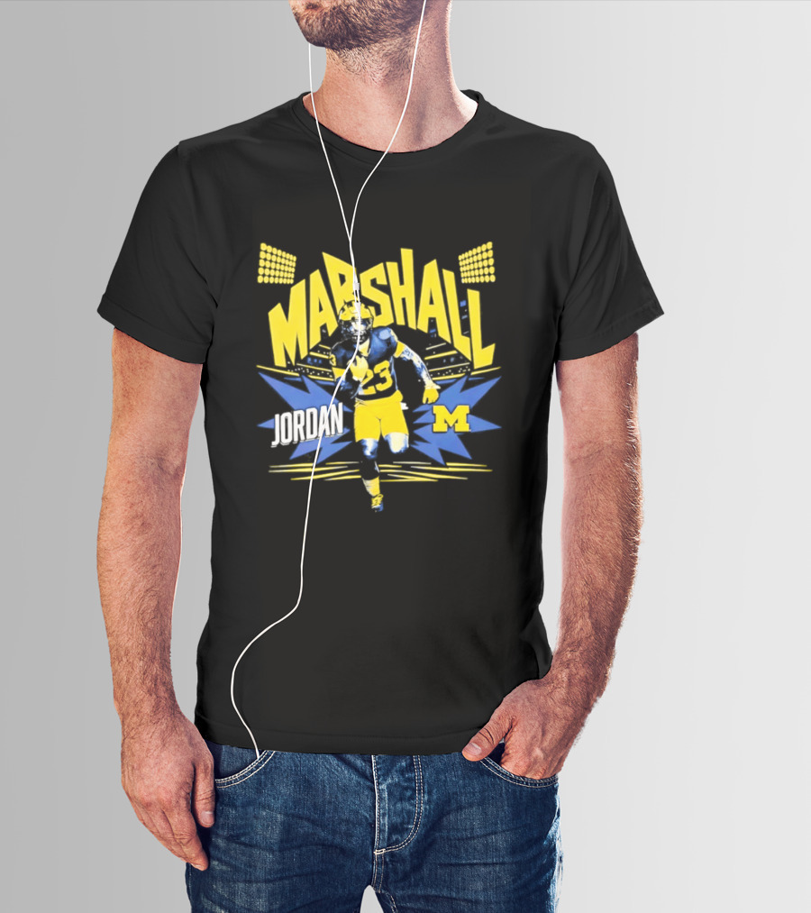 Jordan Marshall Michigan Wolverines Comic Book Style Michigan Wolverines T-Shirt