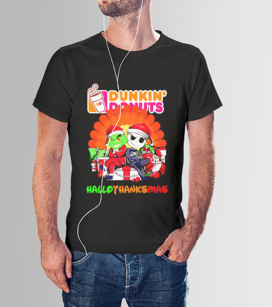Dunkin' Donuts Grinch Jack Skellington Hallothanksmas 2026 T-Shirt
