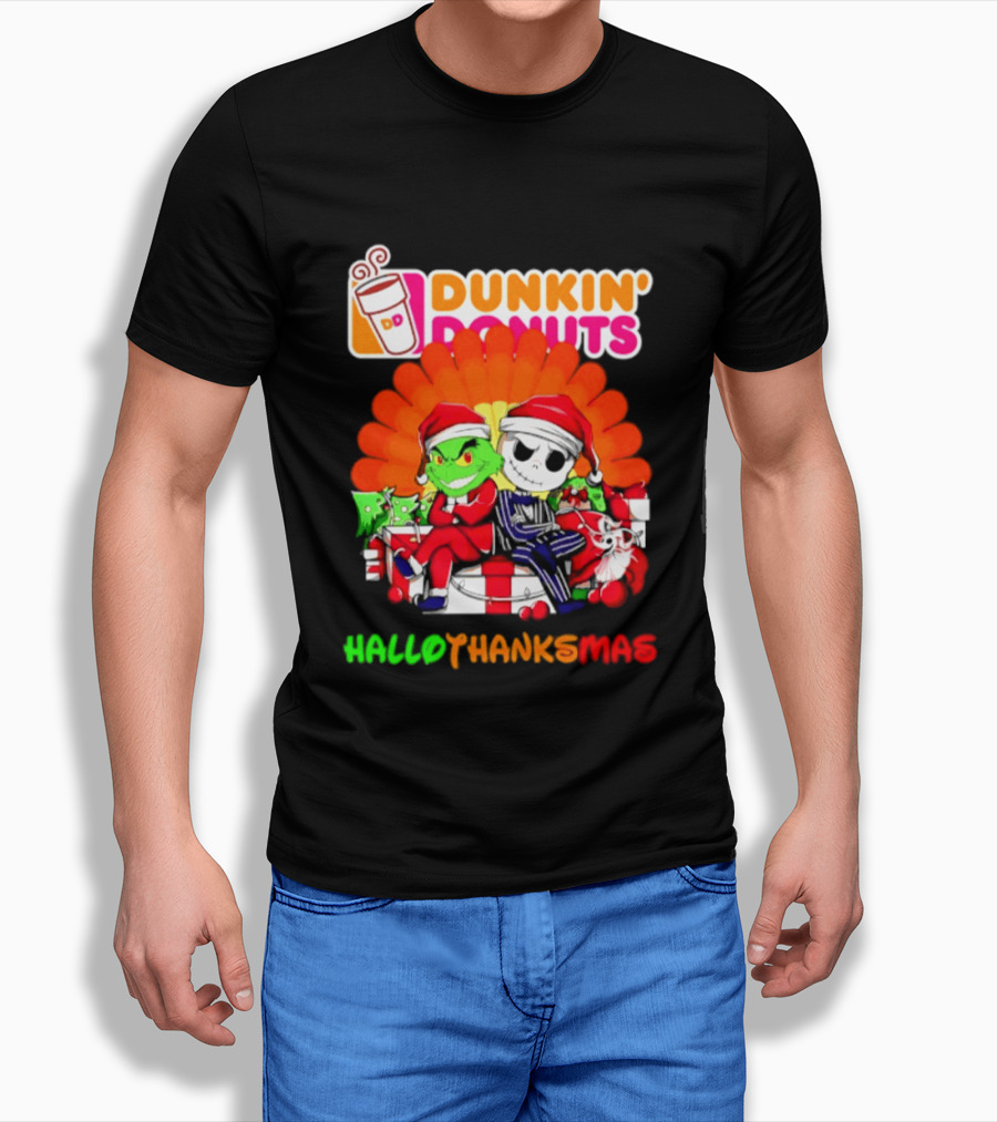 Dunkin' Donuts Grinch Jack Skellington Hallothanksmas 2026 T-Shirt